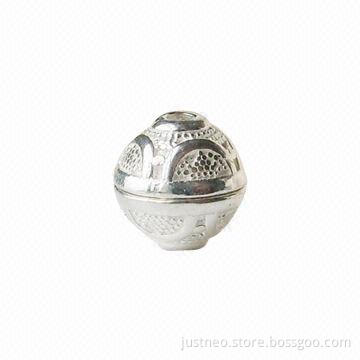 Solid 925 sterling silver openable round beads, 8mm
